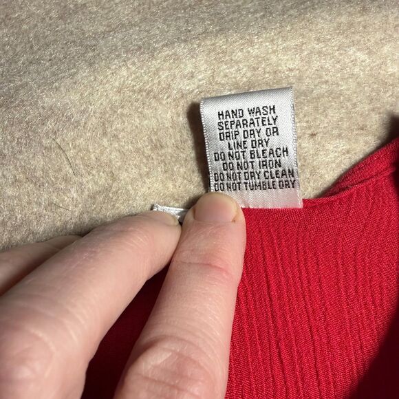 Vtg Red Embroidered Tunic Women’s M 3/4 Sleeve Blouse Boho Folk Peasant Festival - Picture 4 of 7